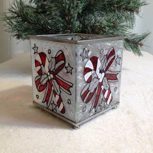 Kurt Adler decorative holiday glass container or votive holder.